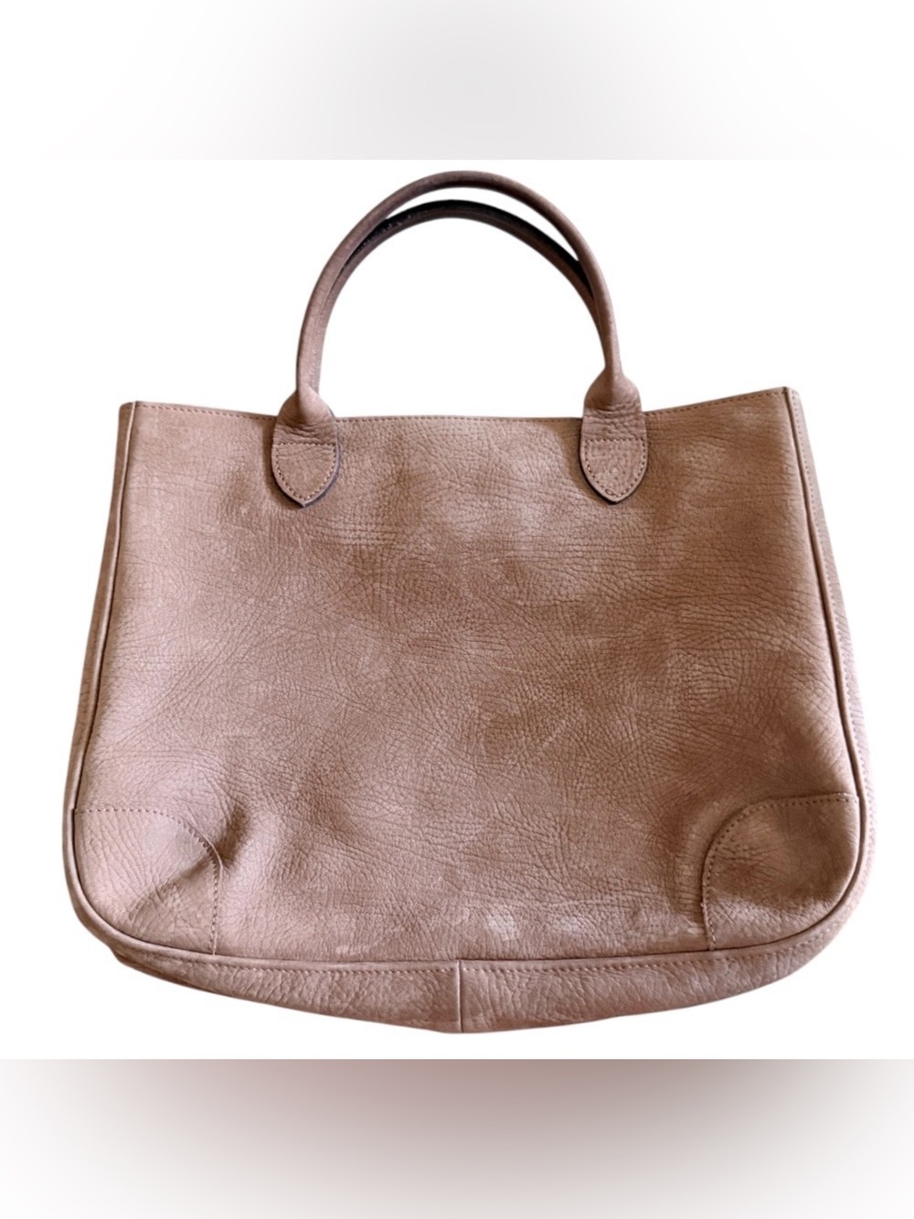 Vintage Longchamp dark tan suede large tote bag with dual rolled top handles - Picture 2 of 9